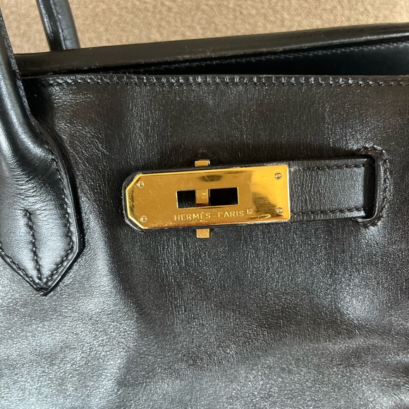 Vintage HERMES BIRKIN 40 Cuir Swift Gulliver Leather Bag Black Gold Hardware - Picture 3 of 13